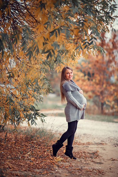 фотосессия беременных на природе осенью