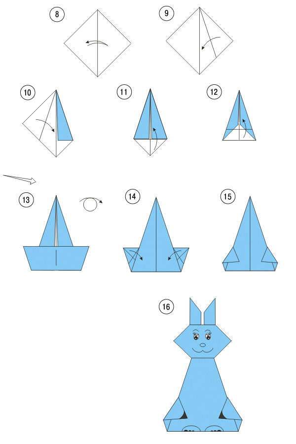 оригами кролик из бумаги понятные схемы для детей 4