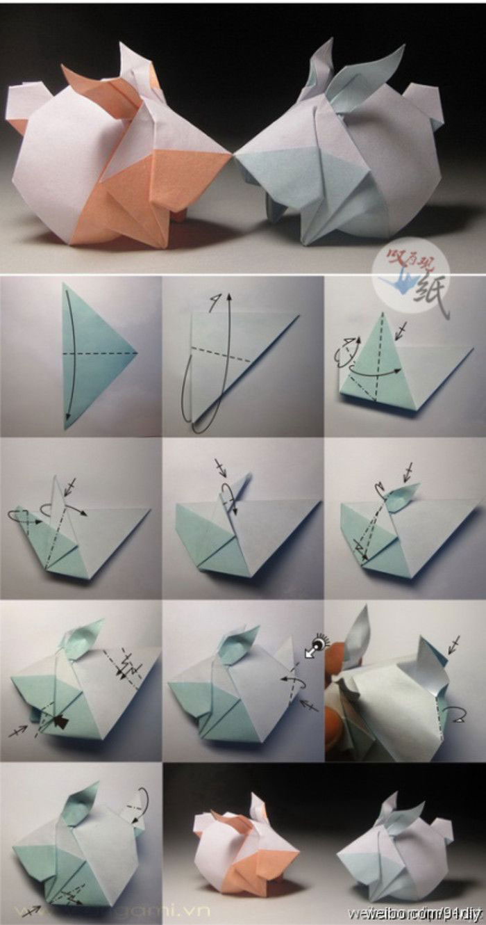 как сделать кролика из бумаги оригами а4 3