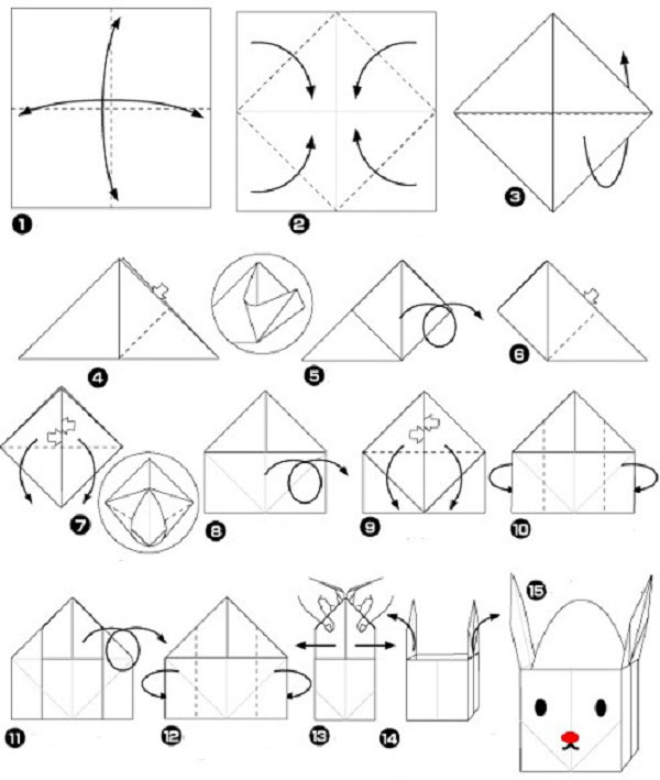 как сделать кролика из бумаги оригами а4 7