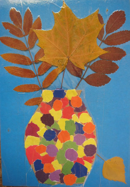поделки из осенних листьев в детский сад 8
