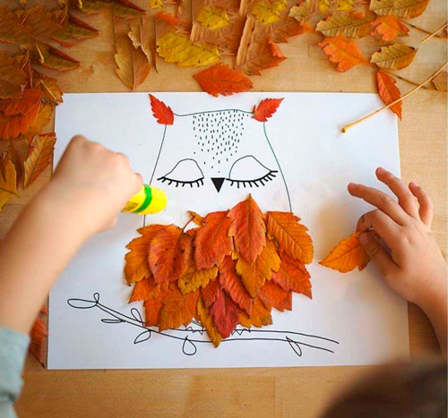 поделки из осенних листьев в детский сад 9