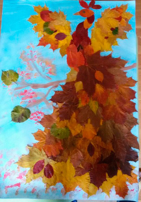 поделки из осенних листьев в детский сад 10