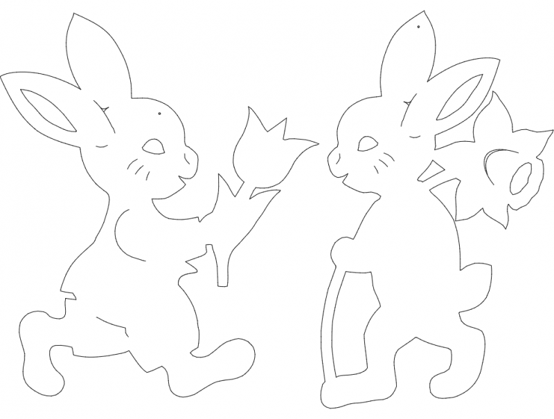 вытынанка-кролик шаблон для вырезания на окно из бумаги 2