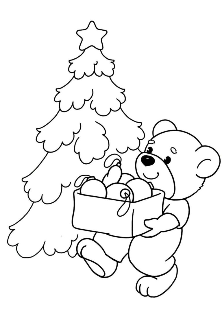 красивые картинки раскраска новогодняя елка для детей 4