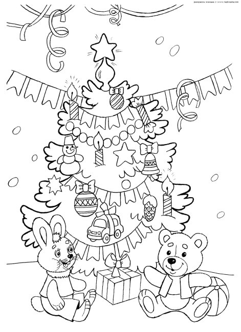 раскраска елка на Новый год 6