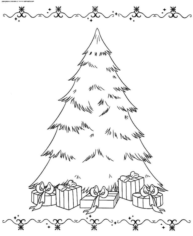 раскраска новогодняя елка картинки для детского сада 4