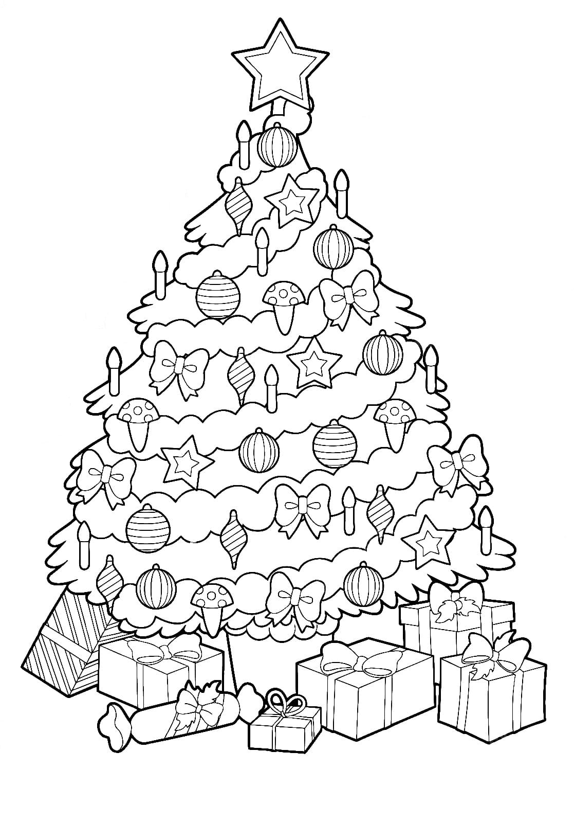 раскраска елка на Новый год картинки для детского сада 7