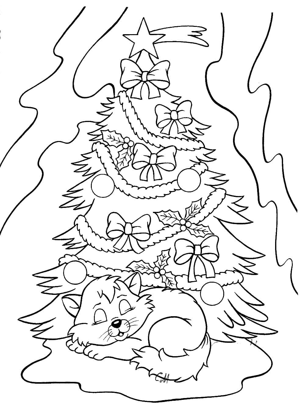 Раскраска новогодняя елка картинки 3