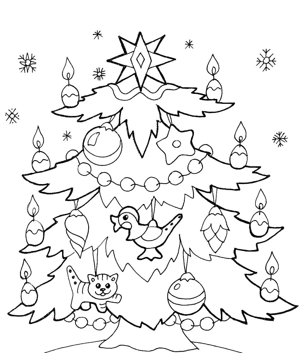 новогодняя елка картинка для детей раскраска 3