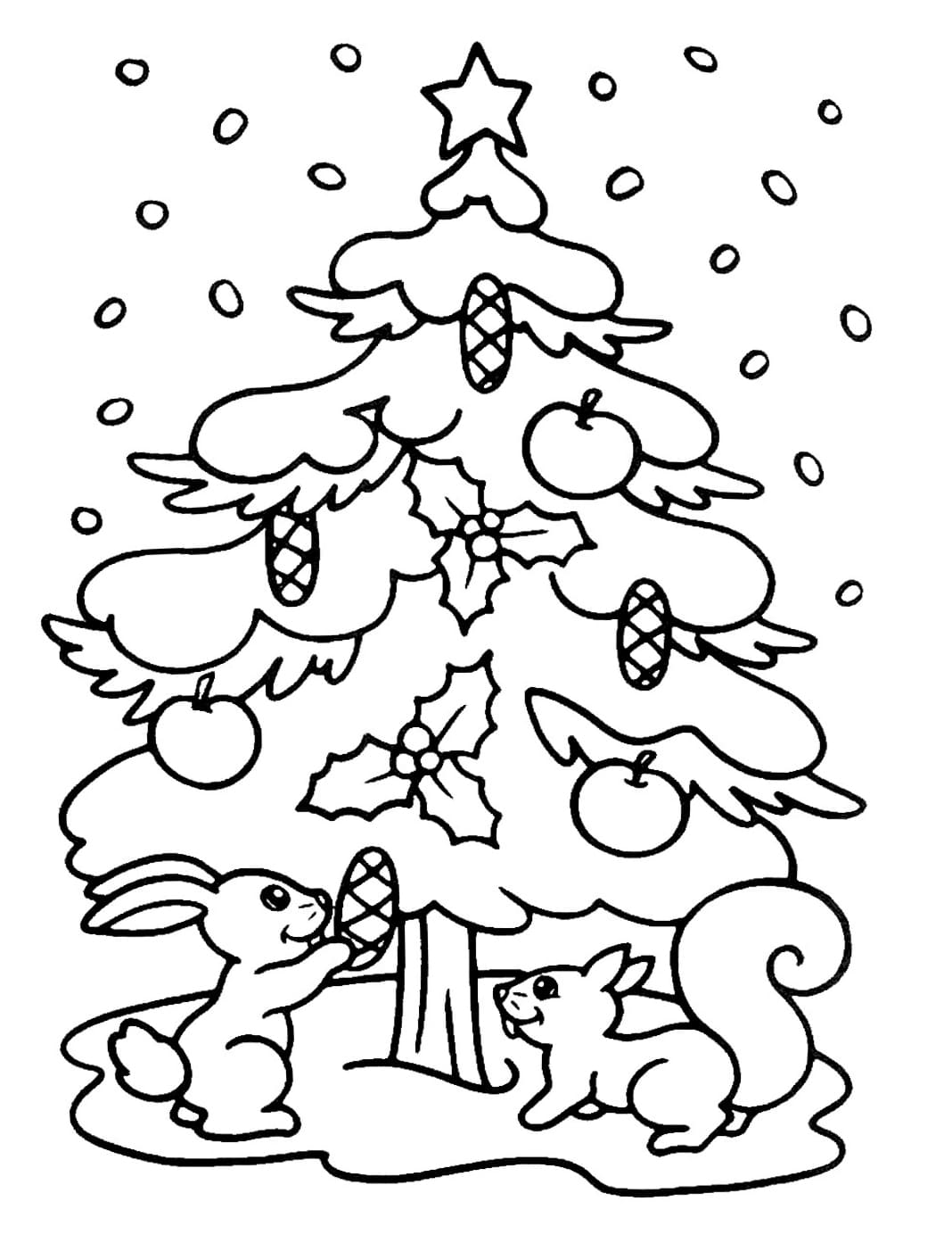 раскраска новогодняя елка картинки для детей распечатать 3