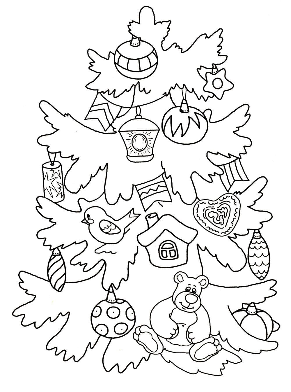 Раскраска новогодняя елка картинки для детей 4