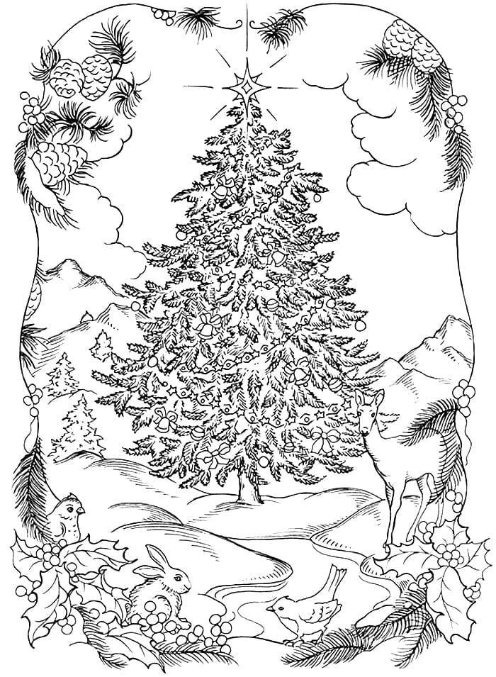 Раскраска новогодняя елка картинки для детей 2