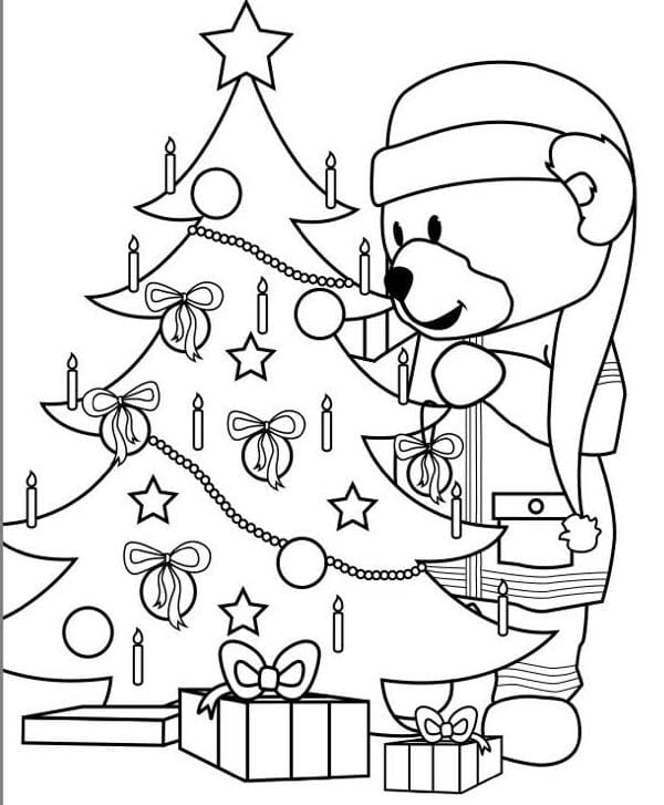 раскраска елка на Новый год картинки для детского сада 8