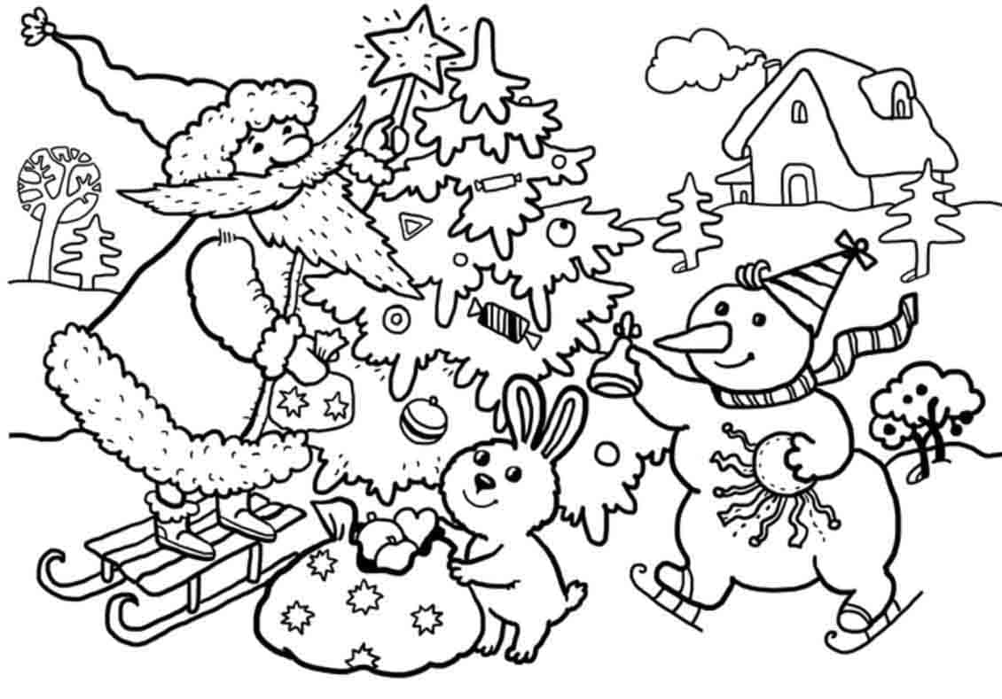 раскраска новогодняя елка картинки для детей распечатать 10