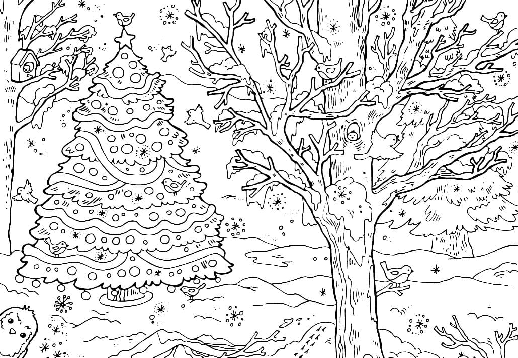 раскраска елка на Новый год картинки для детского сада 5