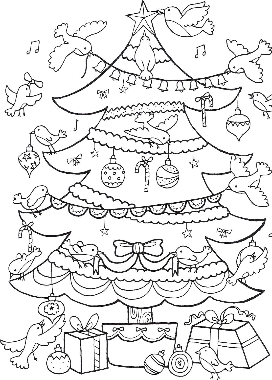 раскраска новогодняя елка картинки для детей распечатать бесплатно 4