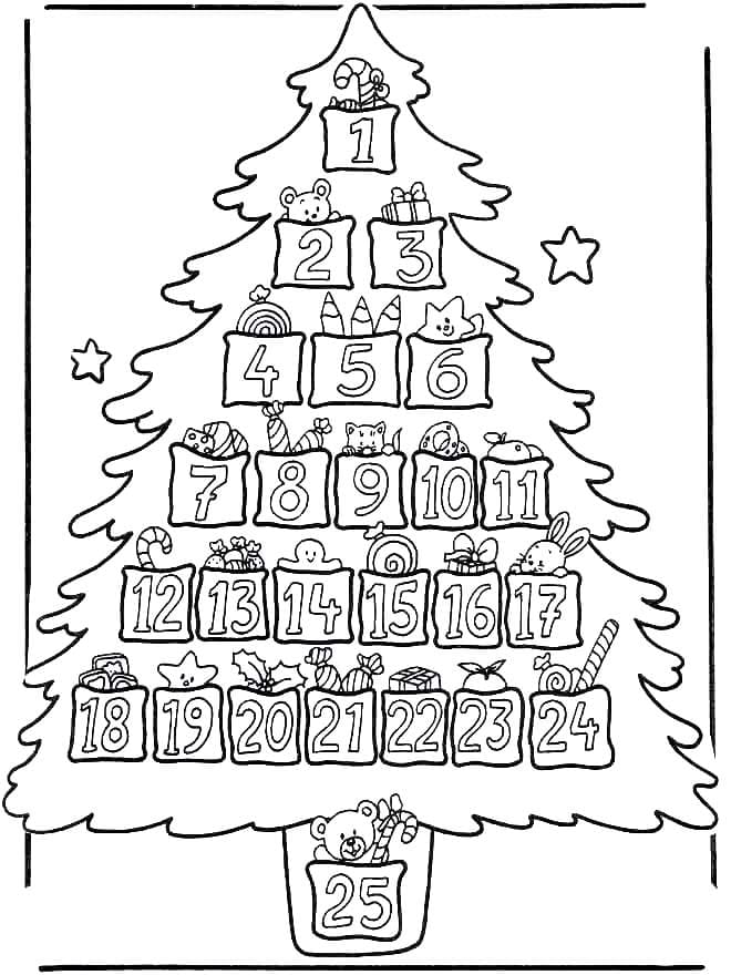 Раскраска новогодняя елка картинки для детей 7