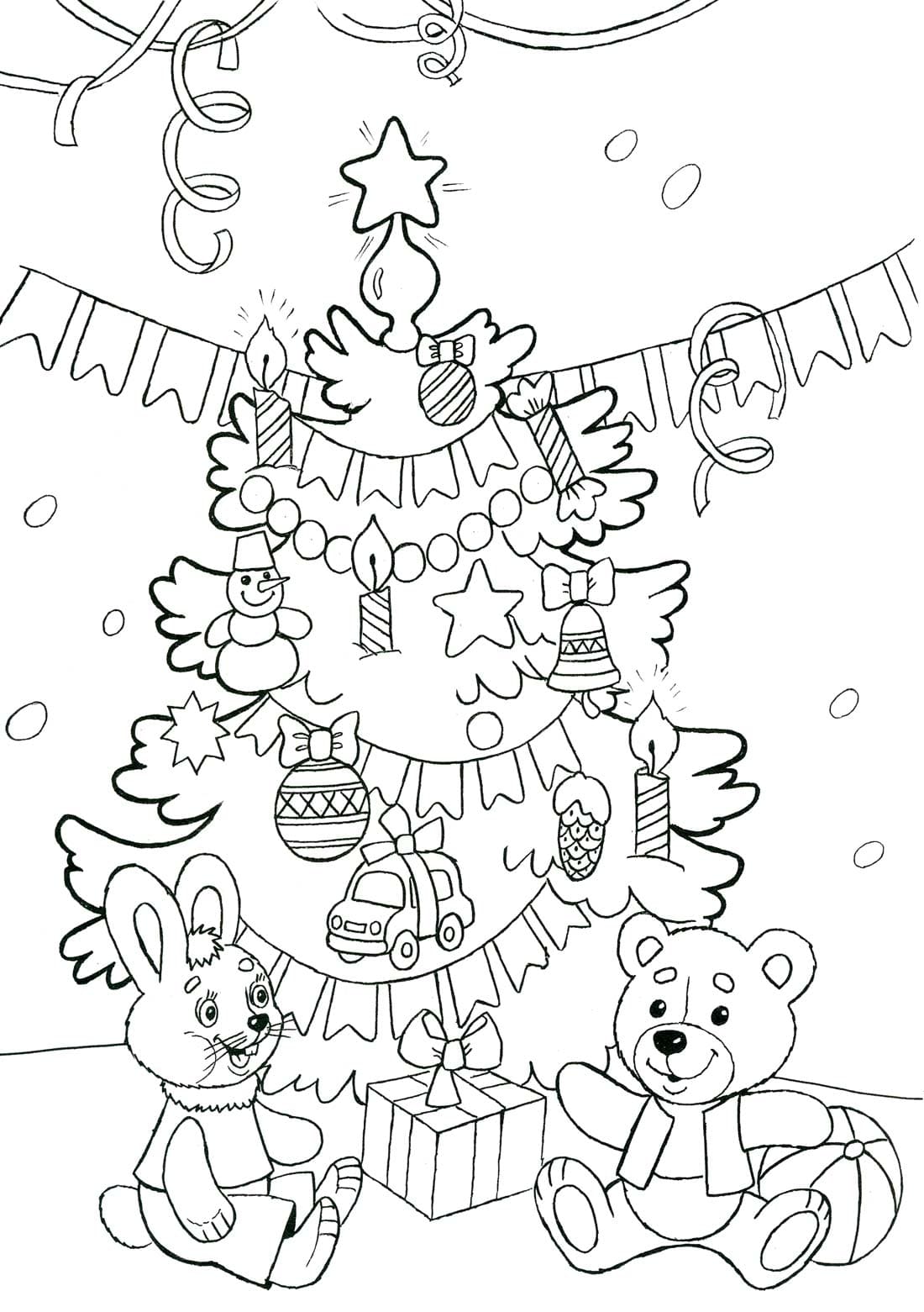 Раскраска новогодняя елка картинки 2