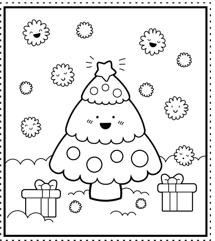 новогодняя елка картинка для детей раскраска 9