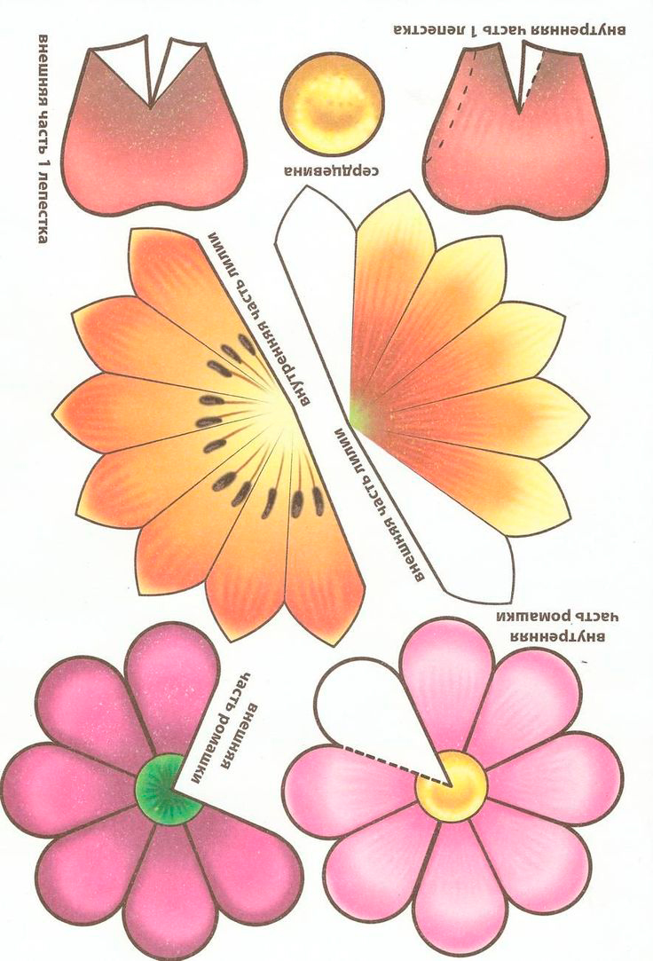 объемные цветы из цветной бумаги своими руками 10