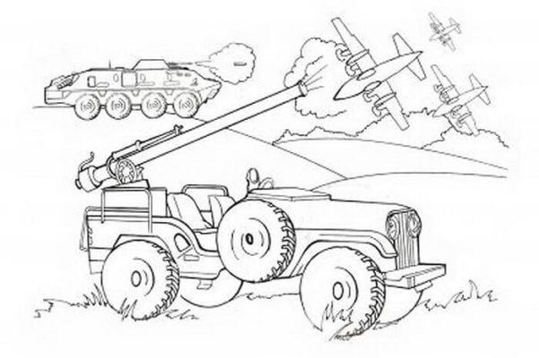 картинки-раскраски к 23 февраля для детей военная техника