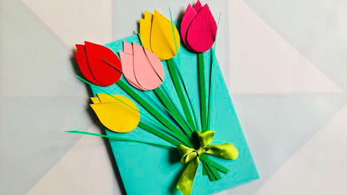 объемная открытка на 8 марта цветок из бумаги 10