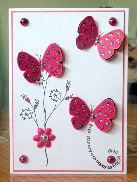 объемная открытка своими руками на 8 марта с бабочкой на цветах 6