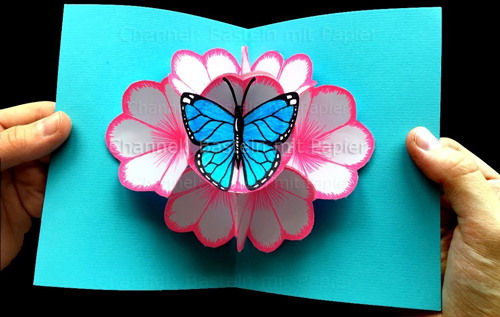 объемная открытка своими руками на 8 марта с бабочкой на цветах 5