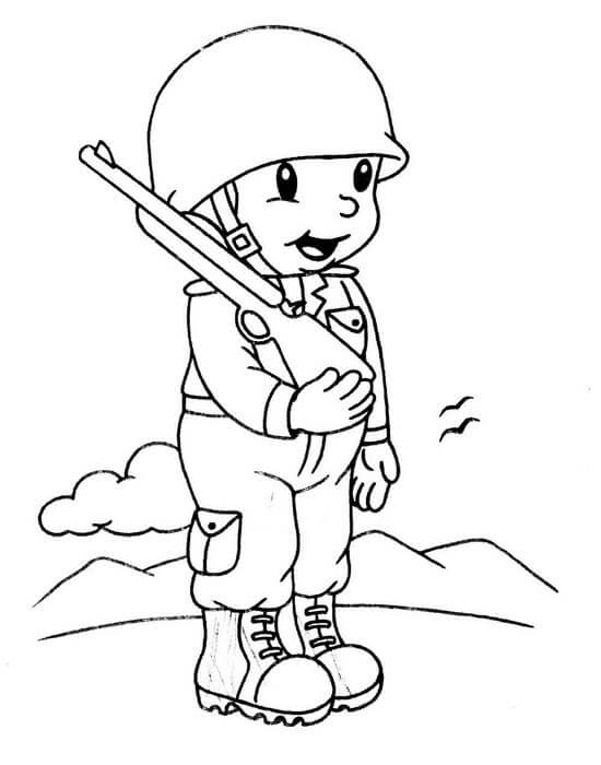 картинки-раскраски к 23 февраля для детей солдаты 2
