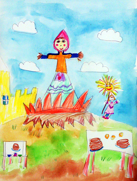 детские рисунки на тему Масленицы карандашом 6