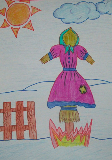 рисунки на тему Масленицы для детей карандашом