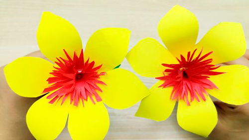 цветы из двухсторонней цветной бумаги своими руками 8