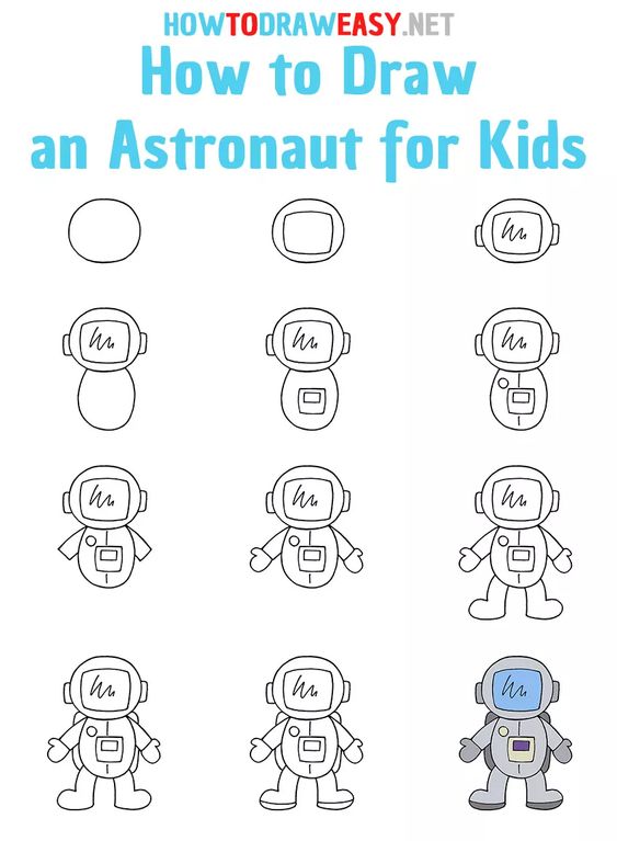 как нарисовать космонавта для детей поэтапно 7 лет