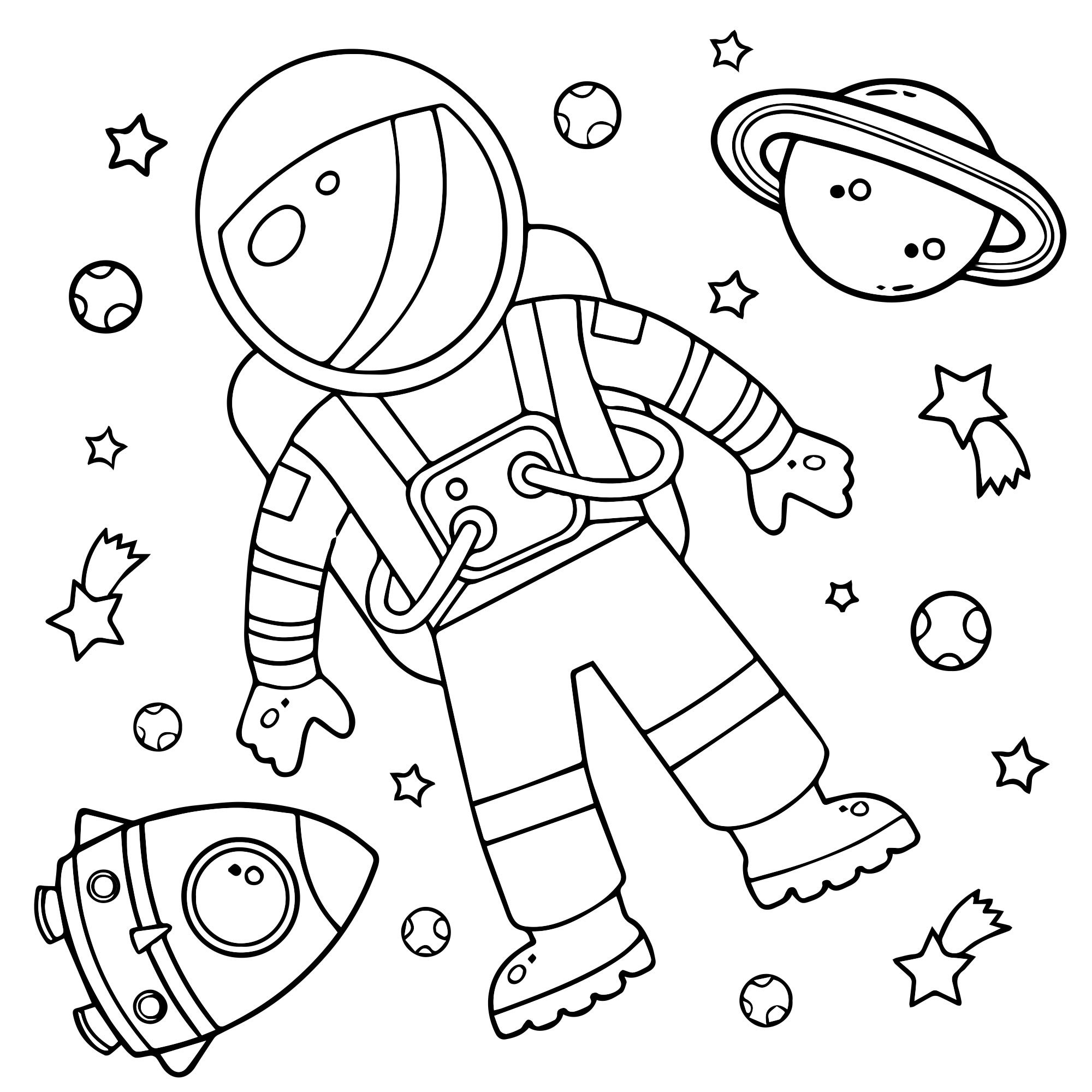 раскраска космонавт для детей дошкольного возраста 8