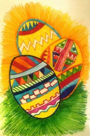 как нарисовать пасхальное яйцо красками 2