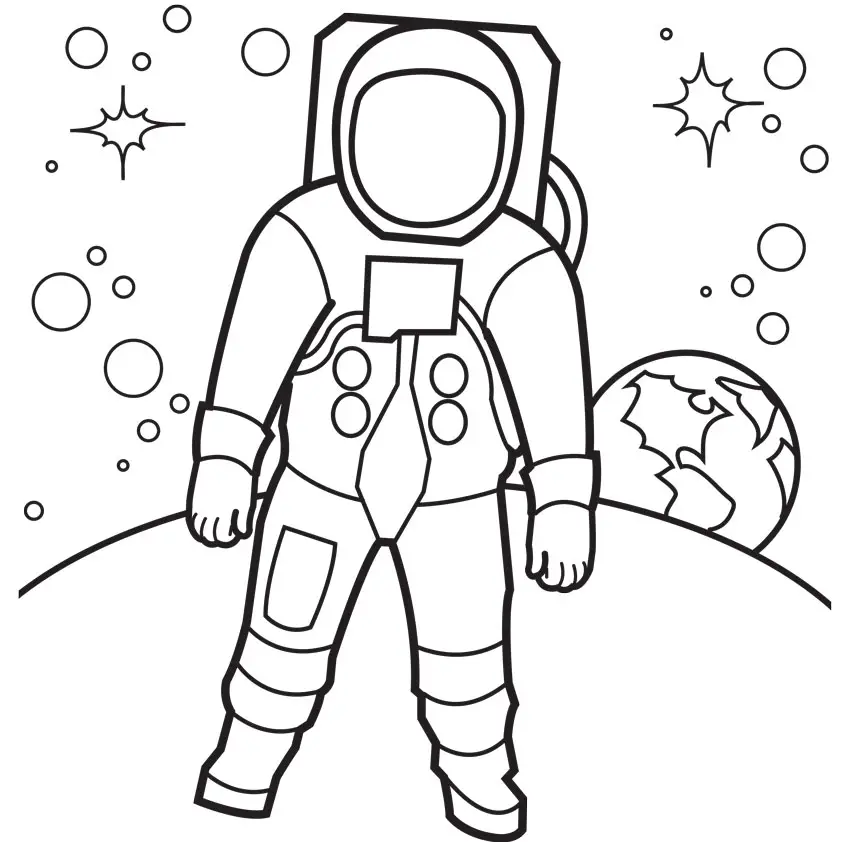 Раскраска космонавт для детей 3