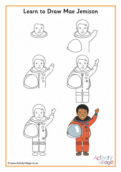 как нарисовать космонавта для детей поэтапно 10 лет