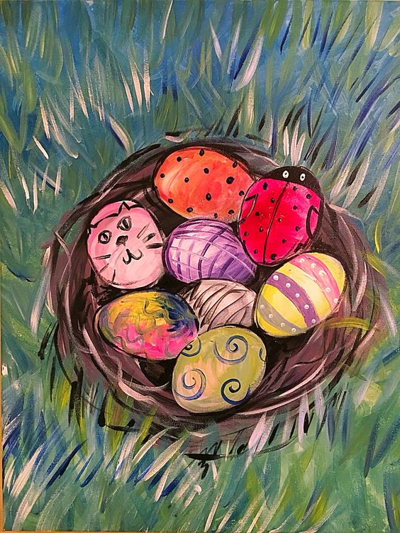 как нарисовать пасхальное яйцо красками 4