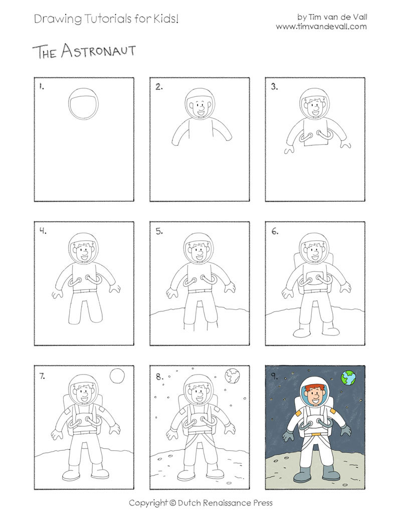 как нарисовать космонавта для детей поэтапно