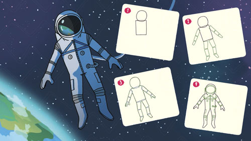 как нарисовать космонавта для детей поэтапно 8