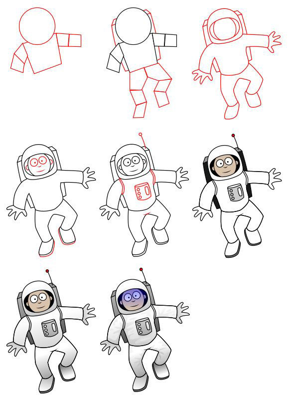 Как нарисовать космонавта для детей 5