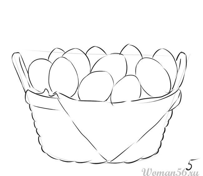 корзина с пасхальными яйцами нарисовать 8