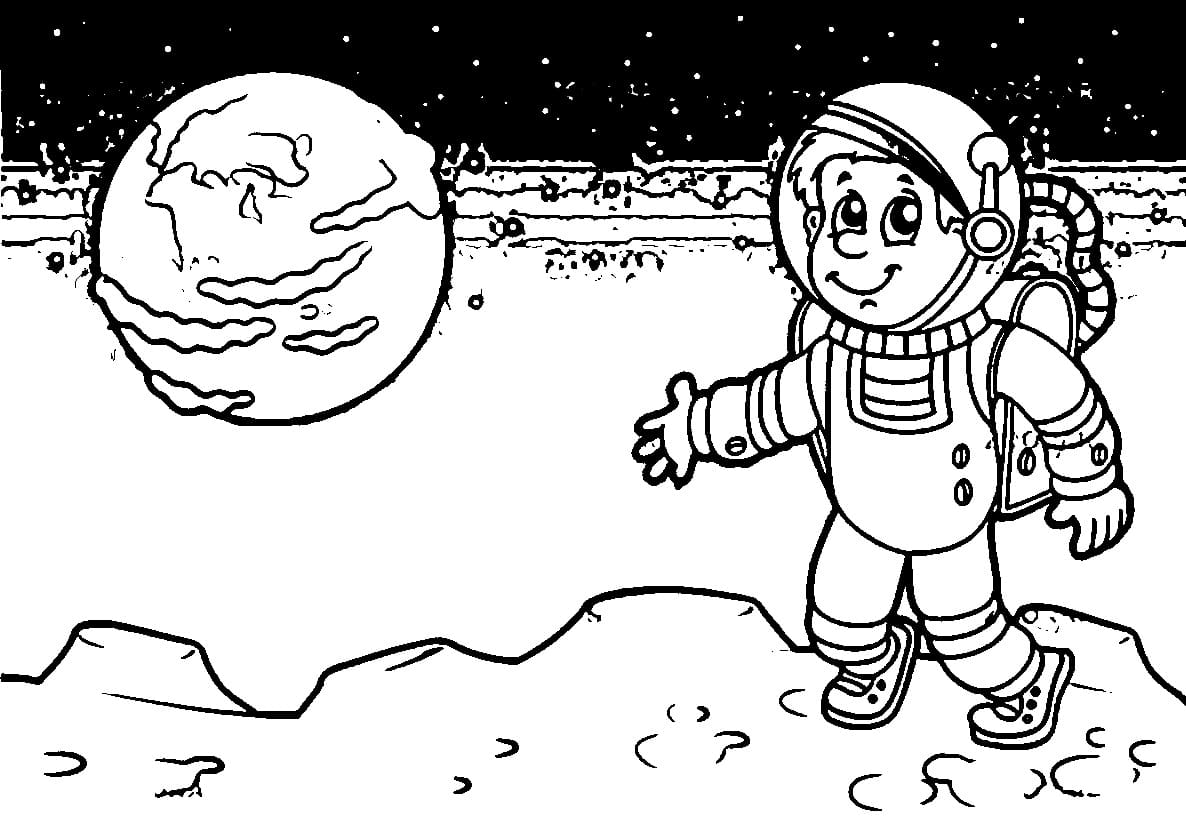 раскраска космонавт для детей дошкольного возраста 6