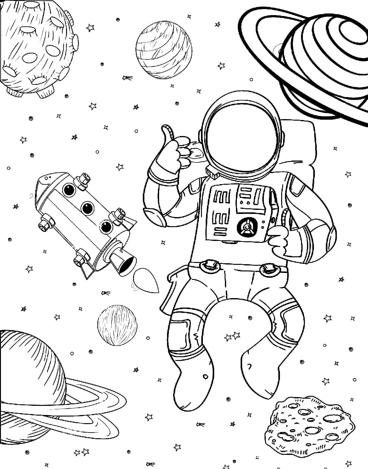 Раскраска космонавт для детей 2