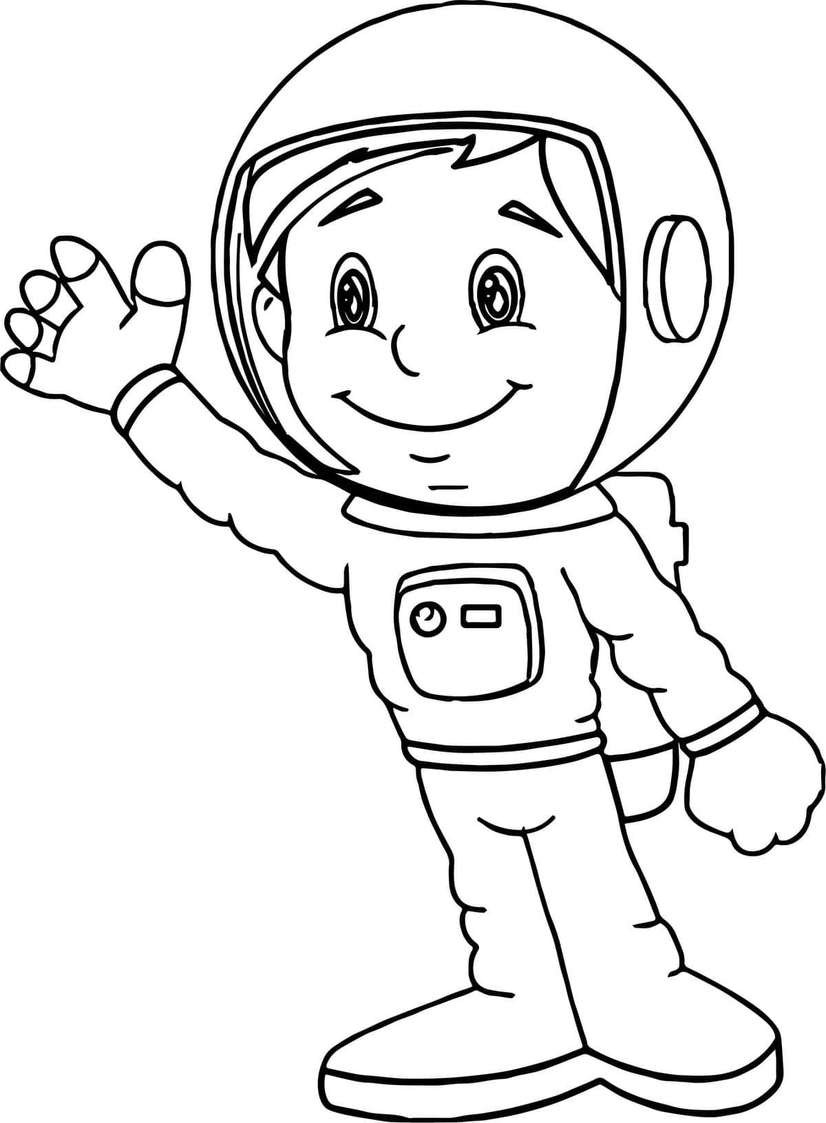 Раскраска космонавт для детей 7
