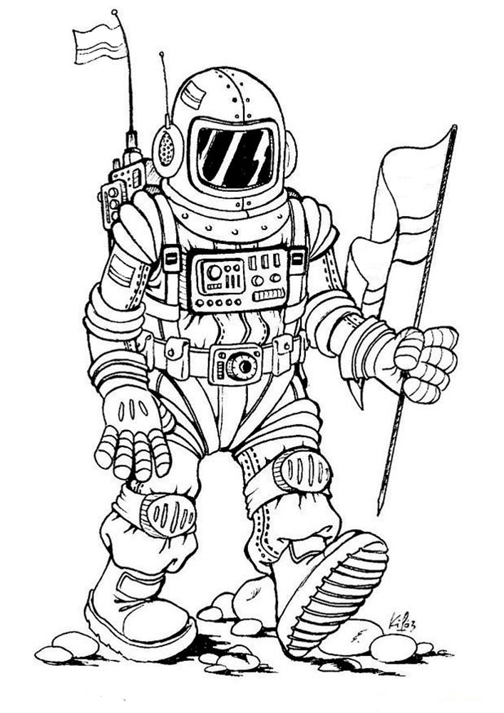 раскраска космонавт для детей дошкольного возраста 9