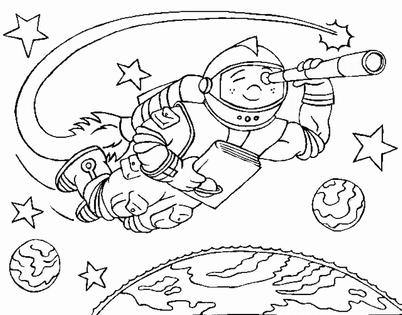 Раскраска космонавт для детей 6