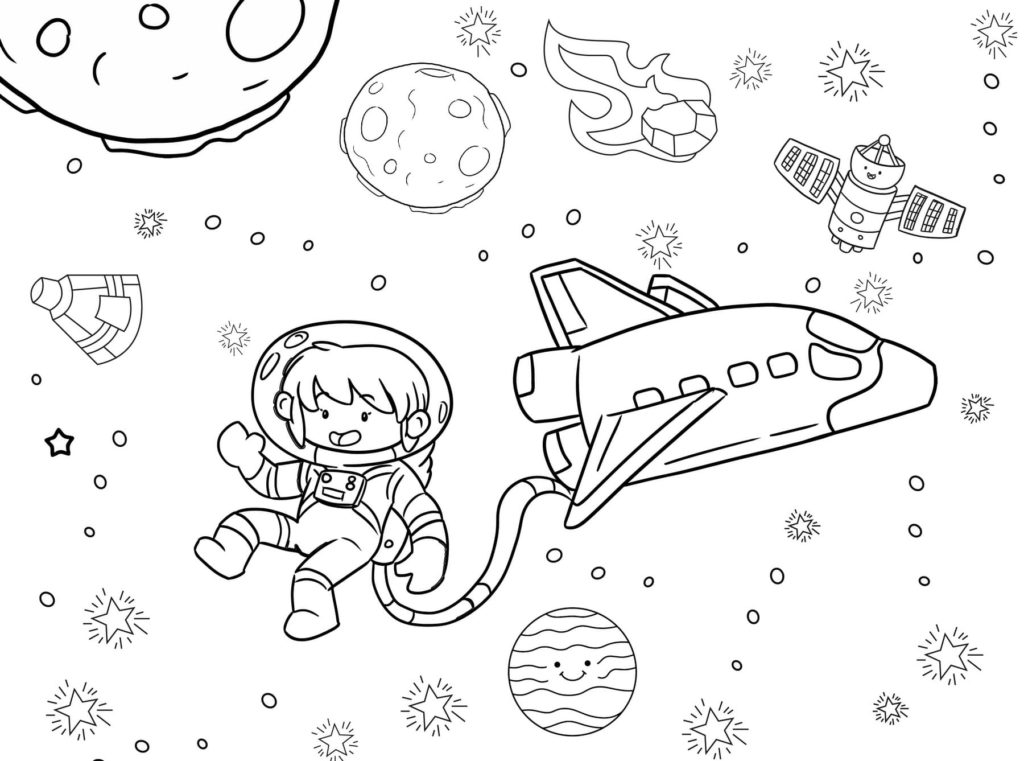 раскраска космонавт для детей дошкольного возраста 3