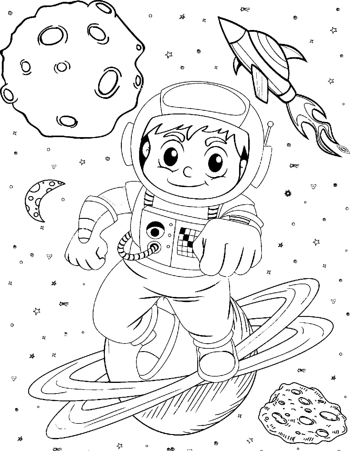 Раскраска космонавт для детей